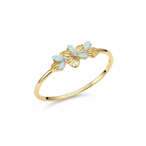 Anne Klein Jewelry - Anne Klein Gold Tone Opal Flower Hinged Bangle Bracelet